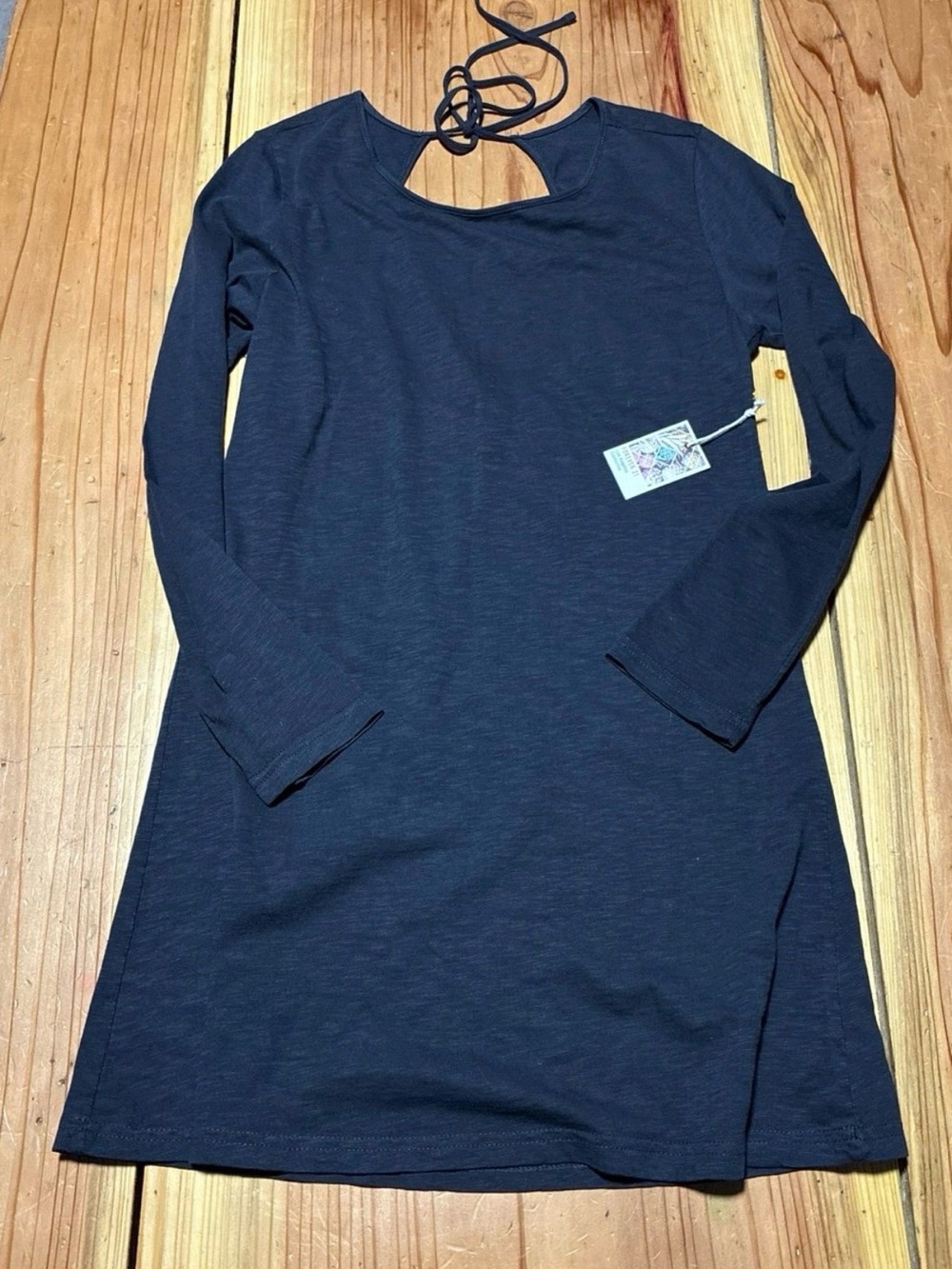 Forever 21 Navy Long-Sleeve Mini Dress with Back Tie